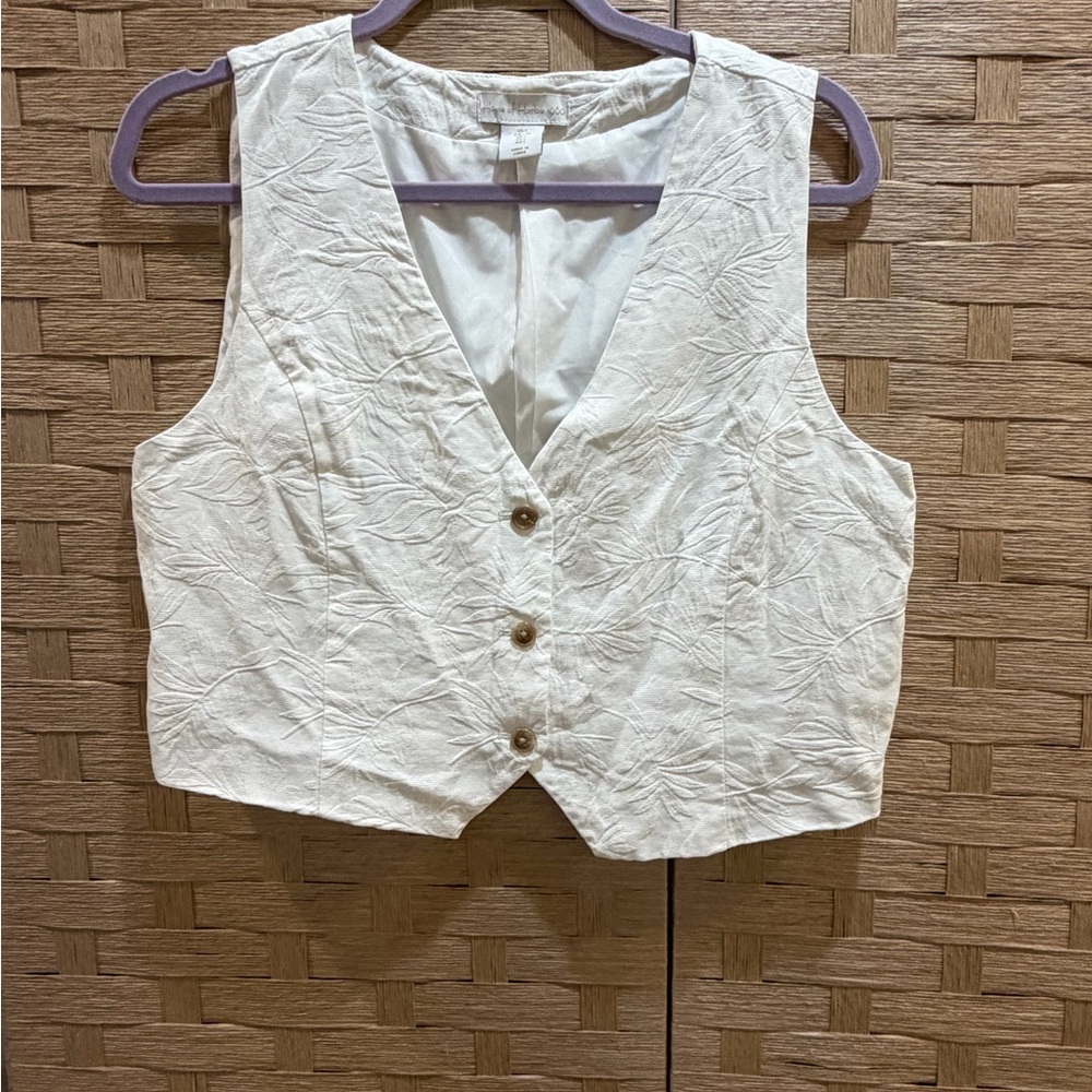 House of Harlow 1960 Off White Minimalist Vest Triple Button Quiet Luxury Size L - Picture 2 of 7